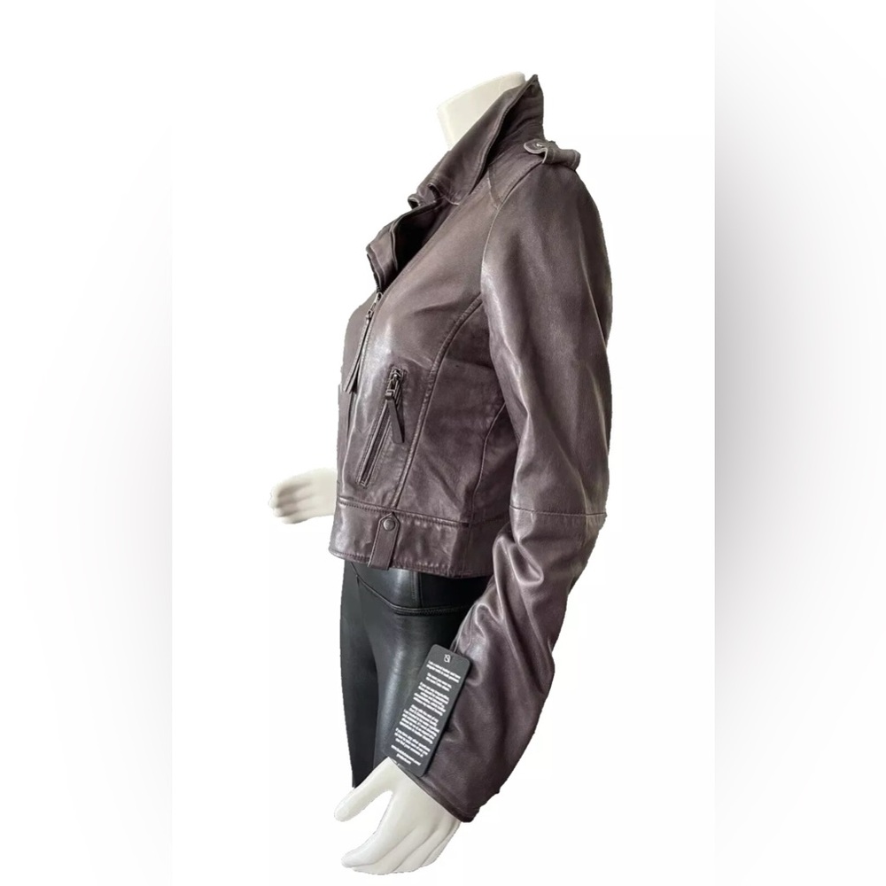 Bod & Christensen (Grace) steel mauve Leather biker Moto Jacket Medium NWT A30 - Picture 6 of 11
